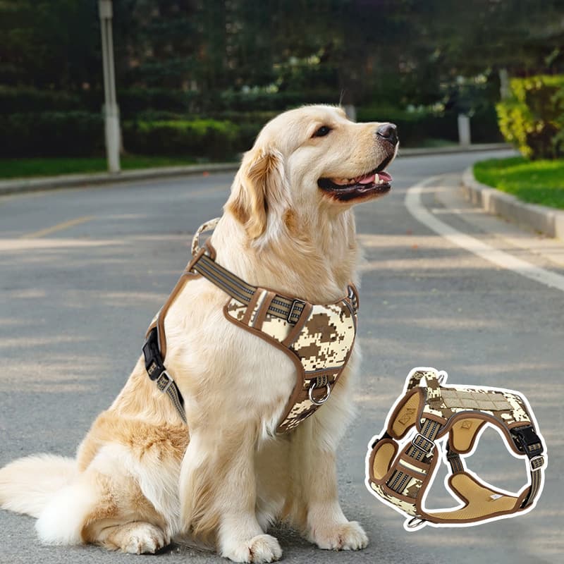 Tactical Dog Harness Camouflage Military Green Tactical Harness Oxford Custom-Made with Magic Tags Dog Training Pet Supplies