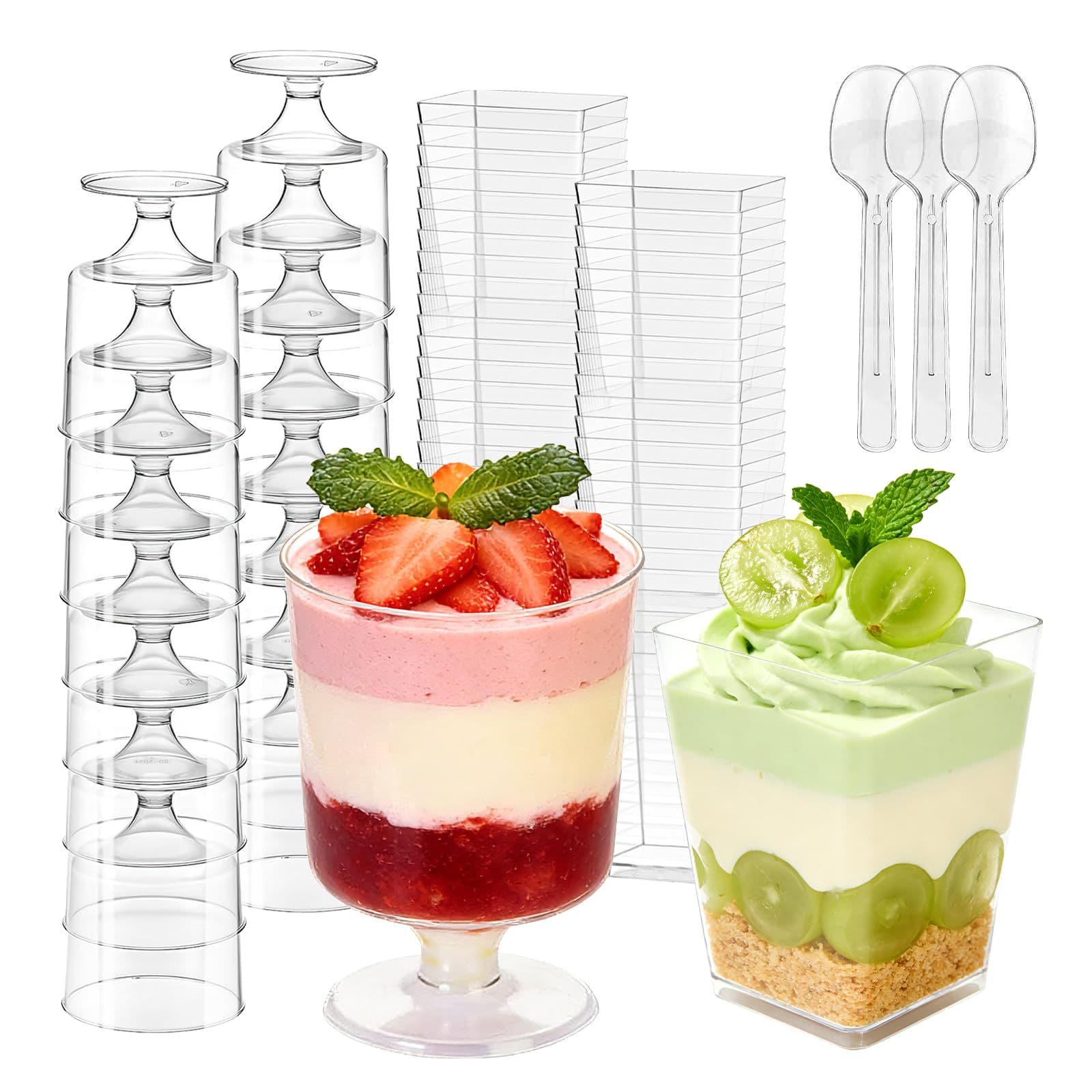 Plastic Mousse Cup, Pudding Cup, Stemmed Wine Glass, Champagne Glass, Plastic Dessert Cup, Cocktail Cup, Disposable Plastic Cup