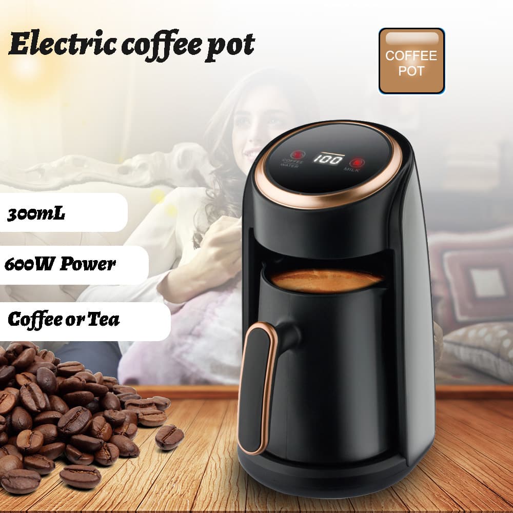 European standard 300ml electric coffee maker, 600W, automatic power-off, anti-splash coffee machine, fully automatic kitchen appliance.
