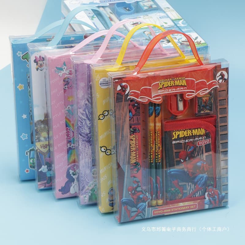 Kids Stationery Set for Elementary Students, Prize Gift Box for Kindergarten Sharing, Learning Supplies Combo for Boys and Girls, Cartoon Design