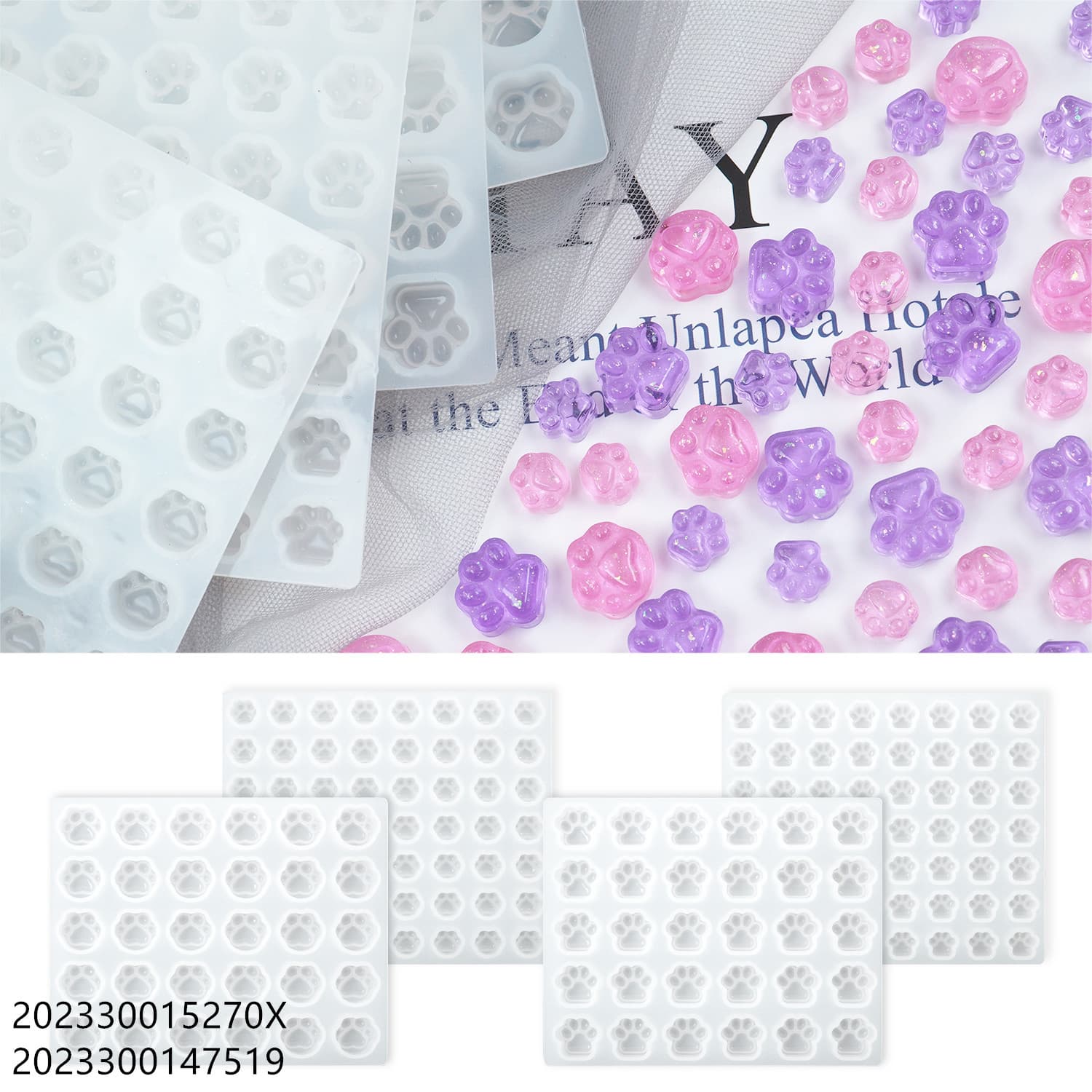 Heart Cat Paw Resin Mold Wax Bead Mold Mini Sealing Wax Cat Paw DIY Wax Bead Mirror Silicone Mold