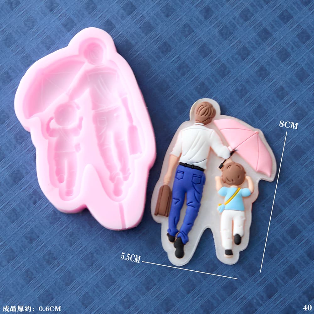 Father's Day Men's Superman Dad Family of Three DAD Mold Baking Tool Chocolate Fondant Silicone Mold
