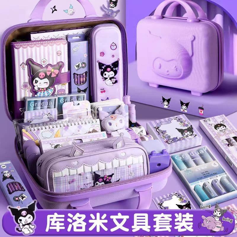 Kuromi Girl Birthday Gift Stationery Set Gift Box for 6-Year-Old Girls, Learning Supplies and Toys for Children's Day and Back to School