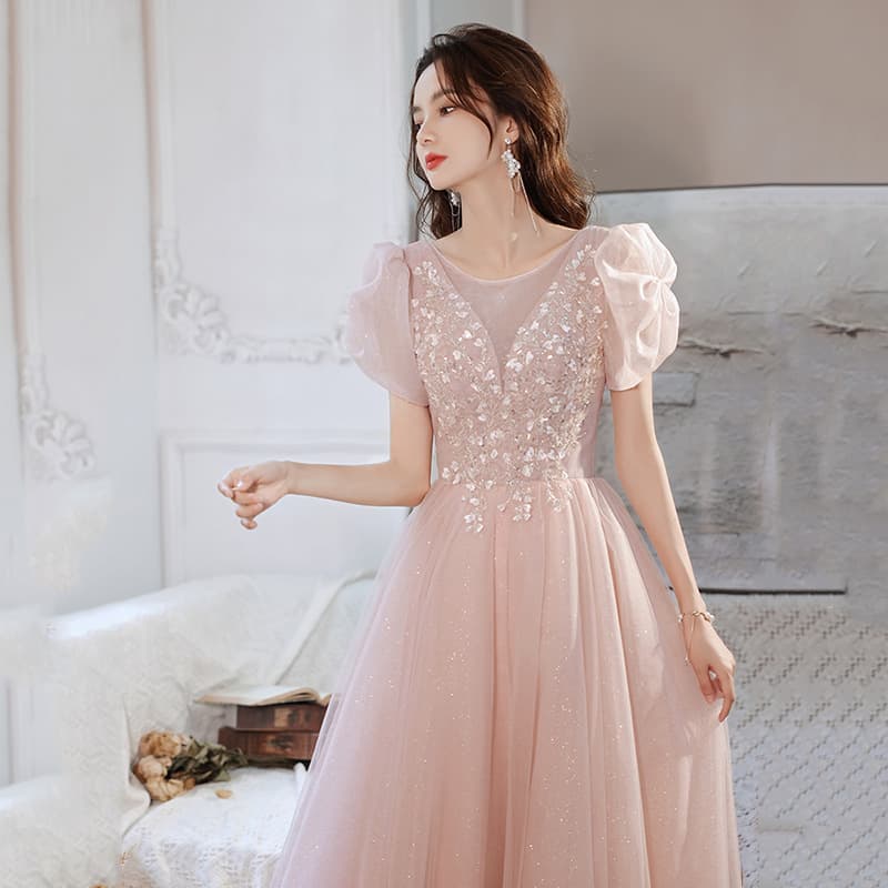 French Artistic Exam Evening Dress Women 2026 Summer Autumn New Pink Elegant Fitted Dress Host Banquet Gown