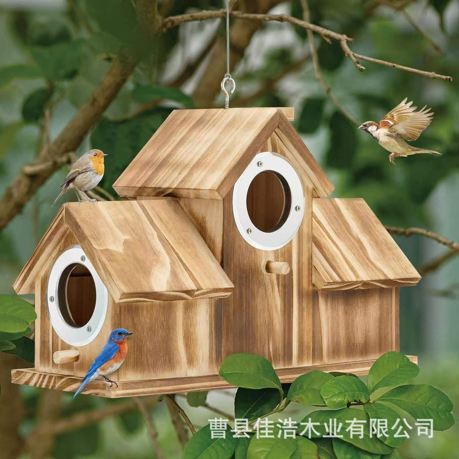 Outdoor Wooden Birdhouse Hanging Parrot Breeding Nest Small Animal Supplies Wooden Bird Nest Incubation Box