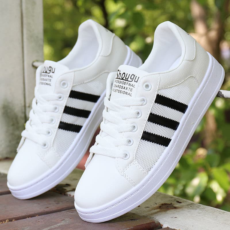 Men's Shoes Summer 2024 New Mesh Casual Shoes Korean Style Soft Sole Sports Skate Shoes Men's White Shoes