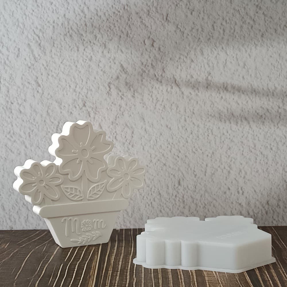 S1586 Mother's Day Potted Plant Ornament Cement Plaster Mold DIY Silicone Mold