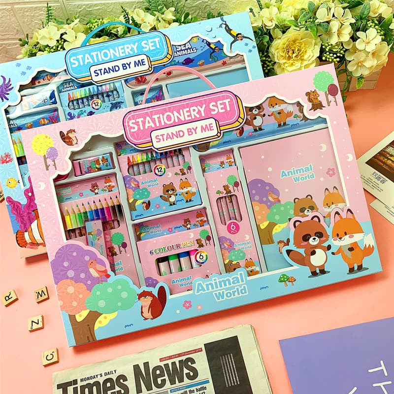 Kids Birthday Gift Stationery Set Gift Box, Children's Day Gift for Elementary Students, School Supplies Learning Kit