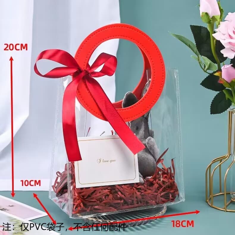[Free Shipping] Transparent Gift Bag PVC Handbag Souvenir Bag Packaging Candy Gift Bag Black In Stock