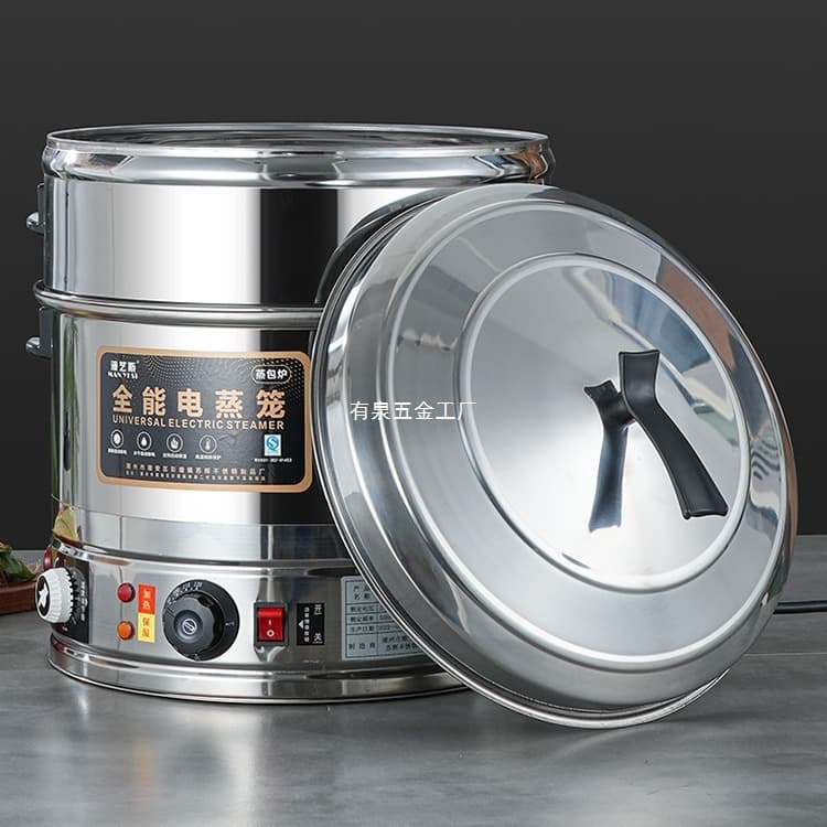 Free Shipping Electric Steamer Multi-layer Steaming Buns and Fish, Stainless Steel Commercial Large Capacity Timed Automatic Multi-function Electric