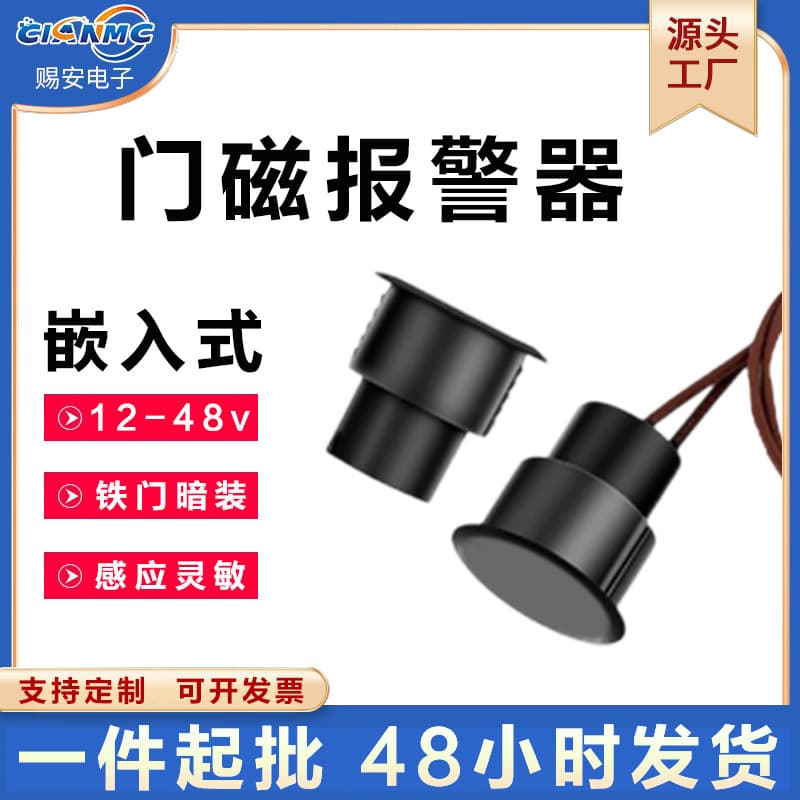 Recessed Embedded Window Iron Door Magnetic Contact Switch Alarm Sensor Home Use Cross-Border Wired High-Decibel