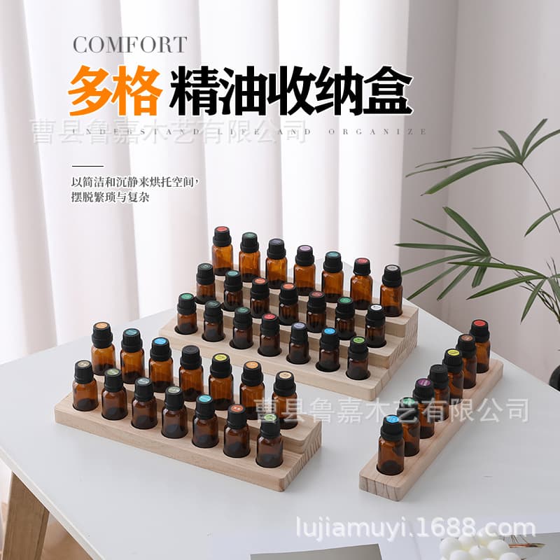 In-stock wooden multi-layered porous essential oil bottle storage rack/display rack for nail polish display.