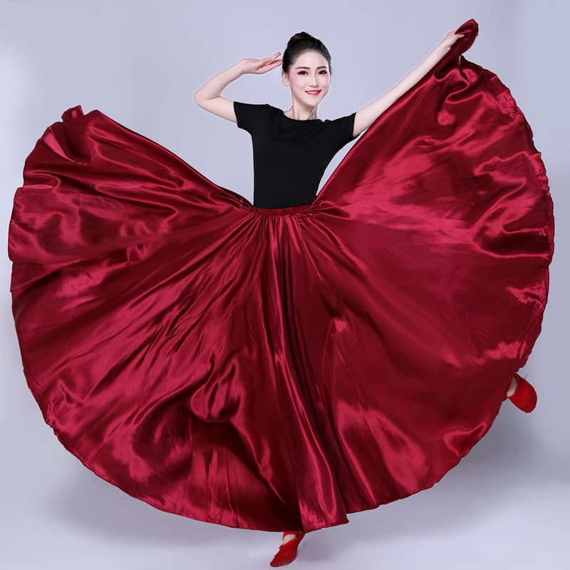 Xinjiang Dance Practice Skirt Yi Ethnic Uyghur Dance Practice Skirt Tibetan Performance Costume Half-Length Skirt Adult Flared Skirt Women's