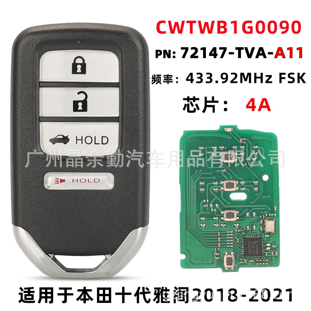 CWTWB1G0090 for Honda Ten Generation Accord 18-21 Smart Car Key Remote Control 72147-TVA-A11