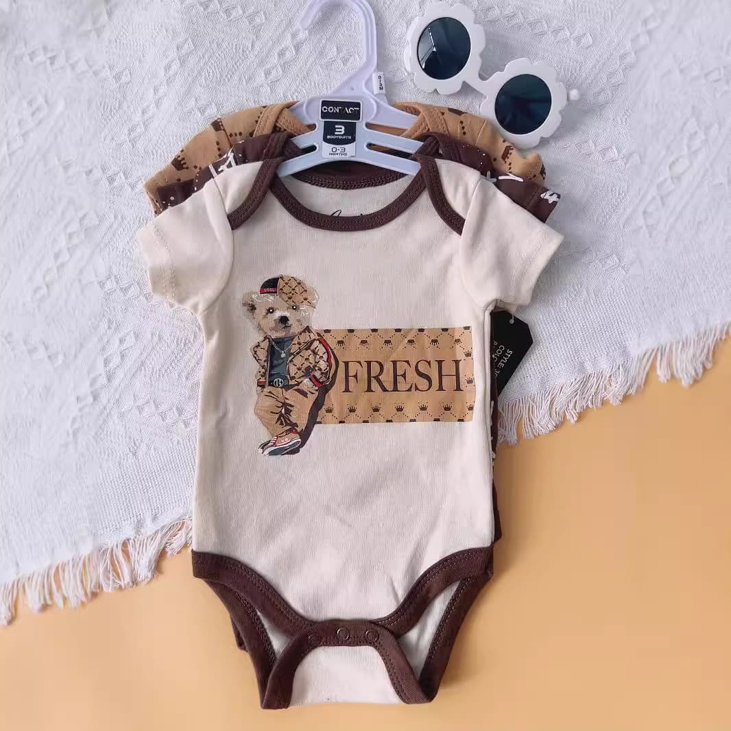 New Export Ins Short Sleeve Baby Crawling Suit Set with Hanger Fashion Baby 0-9 Months Fresh Factory