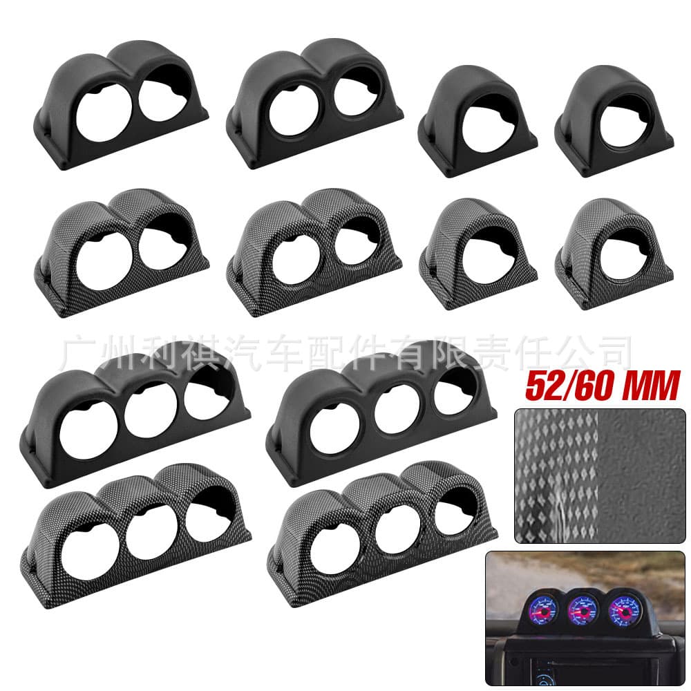 60/52mm Car Gauge Mount Bracket, Universal 3-Hole, 2-Hole, and 1-Hole Car Dashboard Mount