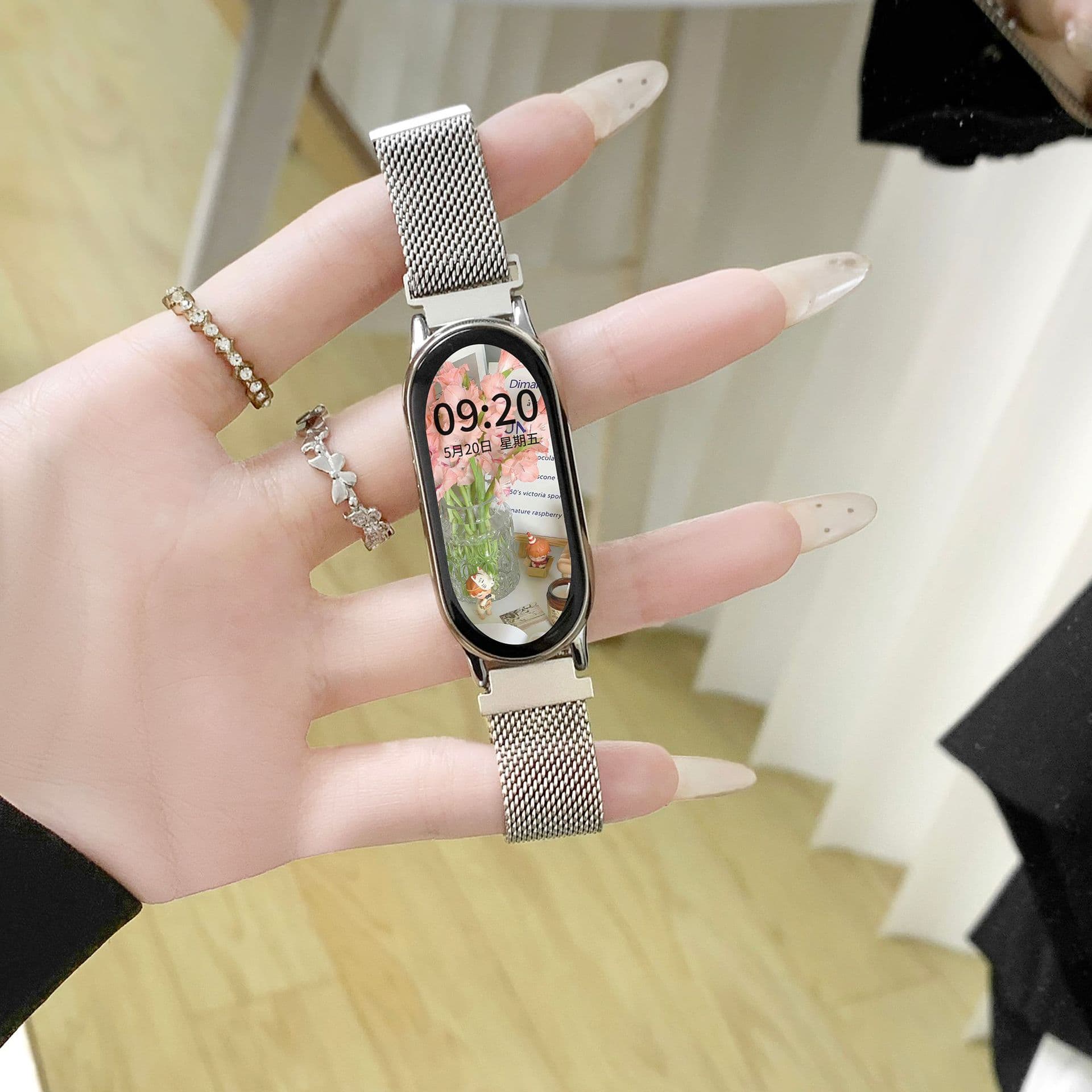 Creative Metal Milanese Magnetic Strap for Xiaomi Mi Band 8, Breathable Summer Strap for Mi Band 3 4 5 6 7