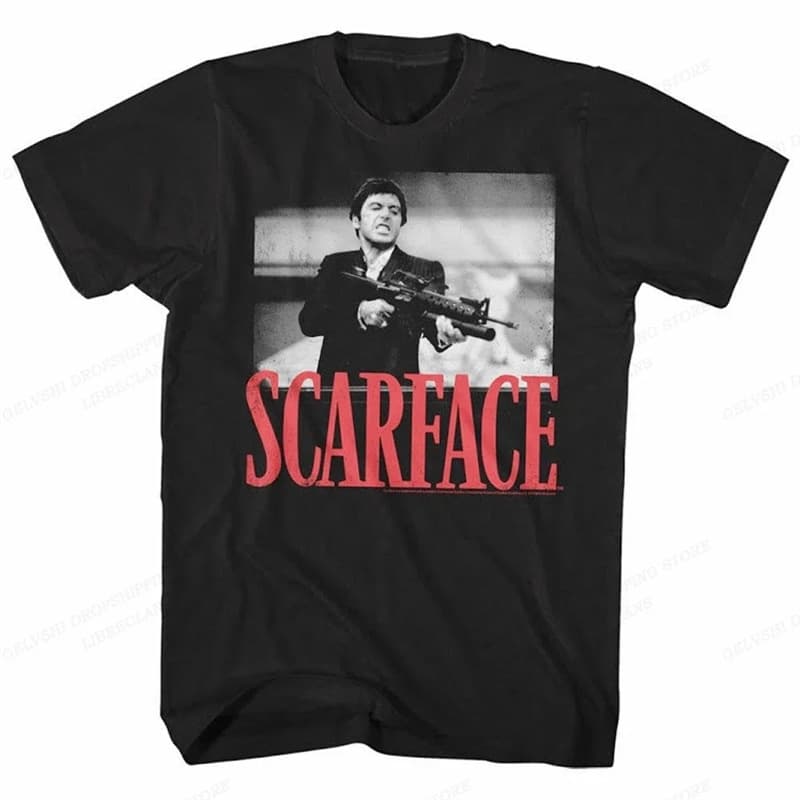 Cotton Crew Neck Short Sleeve T-Shirt for Men Boys Girls Hip Hop Style Decorated Women's Top Tony Montana Fashion Tee