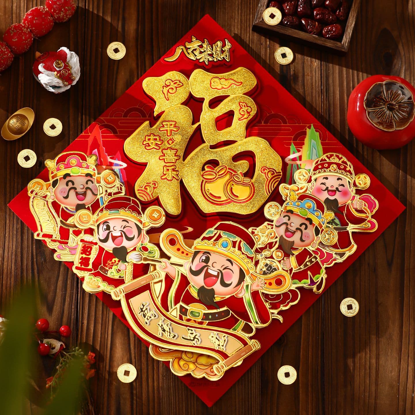 2026 New Year of the Horse blessing stickers Spring Festival flocking three-dimensional New Year entrance door stickers decorations New Year door blessing characters