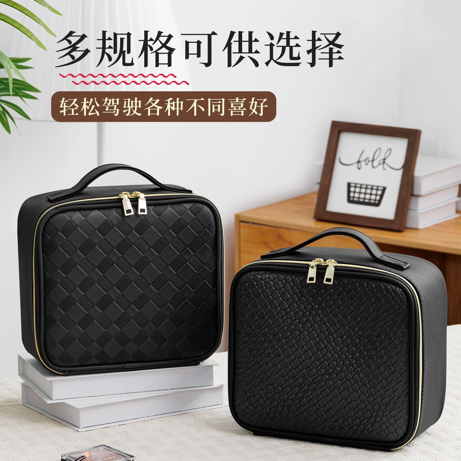 Cosmetic bag with mirror, LED light, removable partition, cosmetic storage bag, portable travel bag, LED light