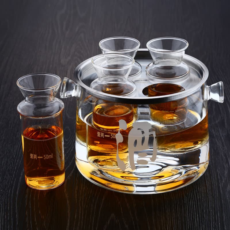 Wholesale Japanese-style Glass Pot for Yellow and White Rice Wine, Home Heating and Serving Set, Trendy Fast-selling Item
