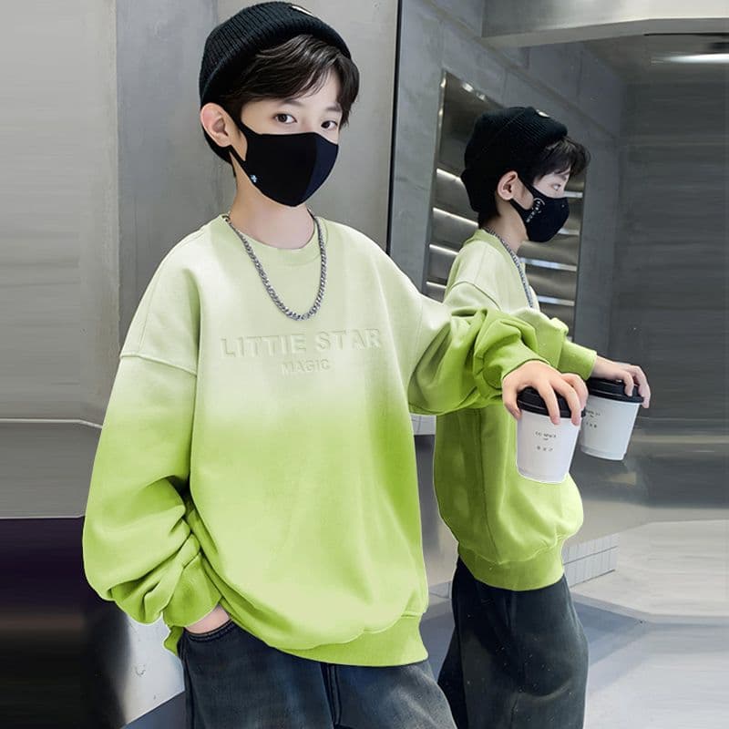 Boys' Sweatshirt Long Sleeve Autumn New Stylish Medium and Big Kids Spring Autumn Letter Print Cool Handsome Spring Autumn Boys Top