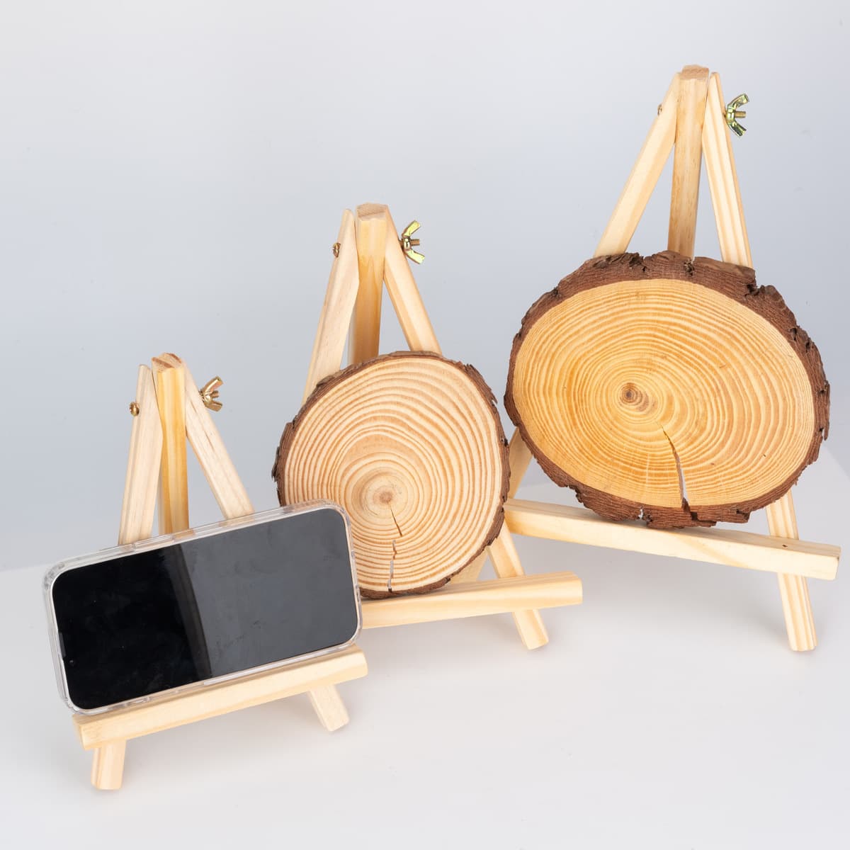 Small easel triangular stand, pinewood mini easel, wooden desktop stand, display stand, mini phone and tablet stand