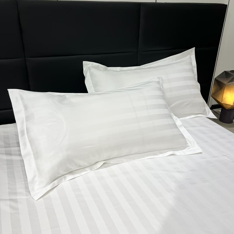 Hotel Linen White Four-Piece Set Brushed Satin Stripe Pure Cotton Three-Piece Set Duvet Cover Fitted Sheet Single Wholesale
