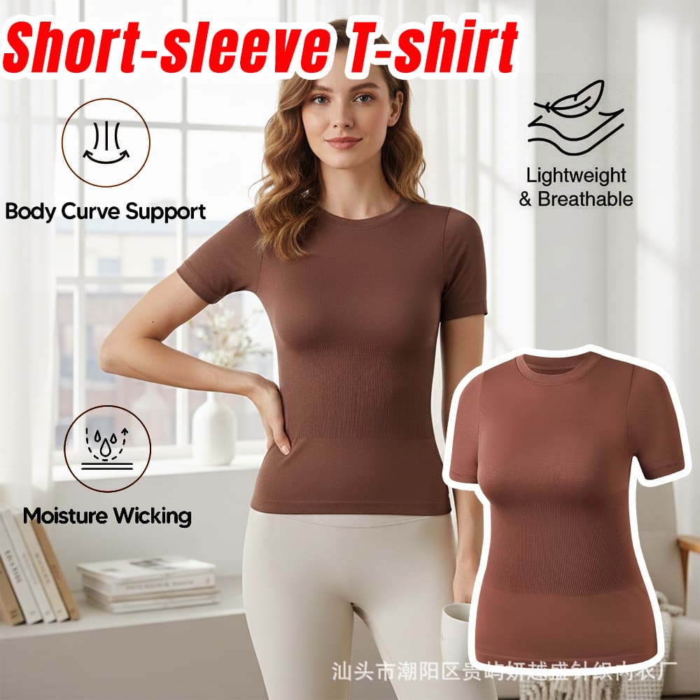 Short-sleeve T-shirt Cross-border Short-sleeve Shapewear INS Style Hot Girl European-American Round Neck Body Shaper