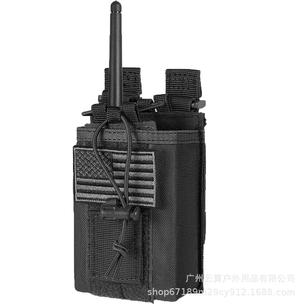 Tactical walkie-talkie bag Tactical multi-function waist bag Military fan outdoor walkie-talkie protective cover with Velcro badge