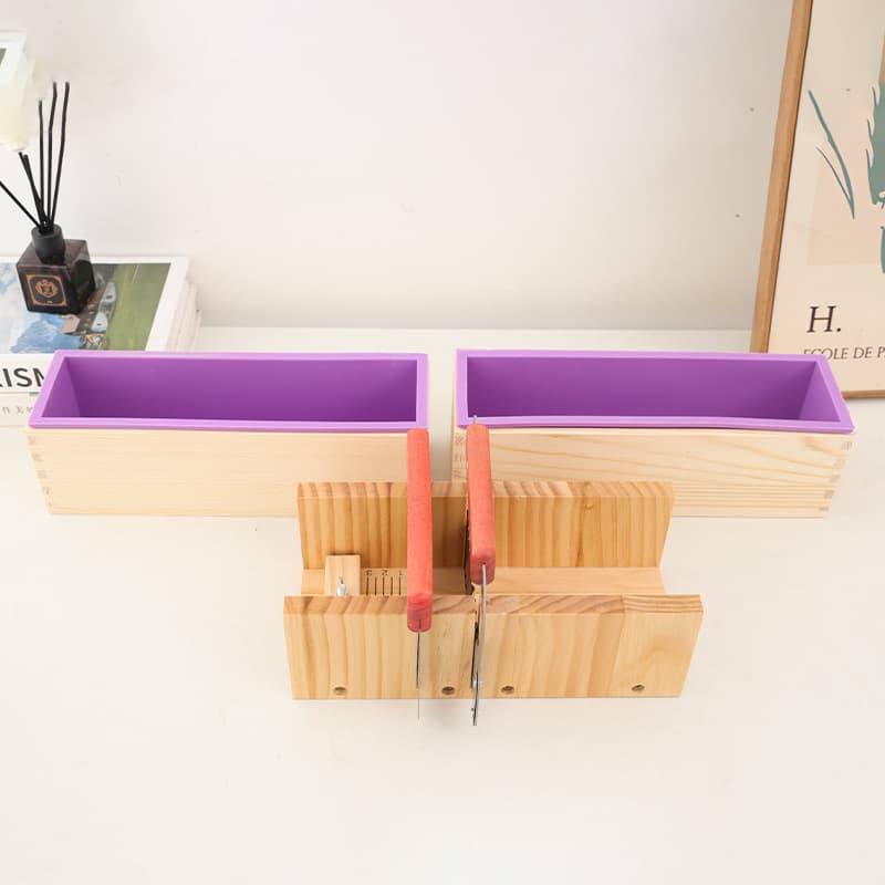 Rectangular Handmade Soap Mold DIY Soap Making Tool Cold Process Soap Silicone Mold Wooden Box Soap Cutter Wooden Mold