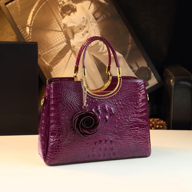 Genuine Leather Handbag Wedding Celebration Crocodile Pattern Bag for Mother of the Bride And Grandma Cheongsam Matching Bag