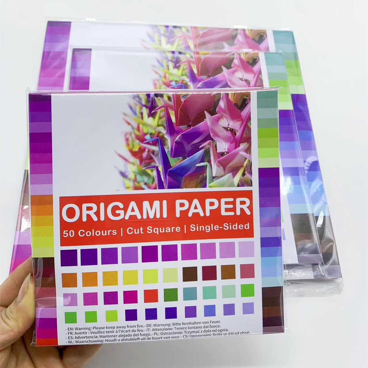 50-color origami paper, square crane origami, children's paper-cutting, colored craft paper, single-sided colored origami