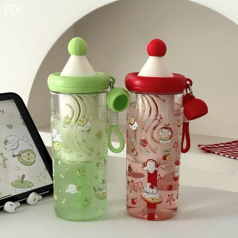 Summer Water Bottle for Girls, High Appearance New Student Cup, Cute Cartoon Portable Straw, Tea Separation Large Capacity