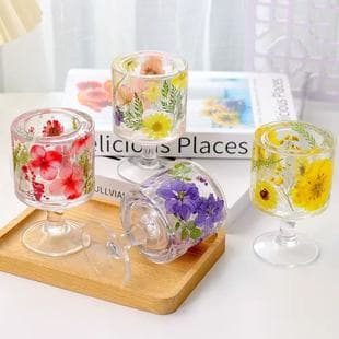 Mousse Cup Jelly Wax Crystal Candle Holder Set Material Stemmed Glass Cup DIY Scented Candle Making
