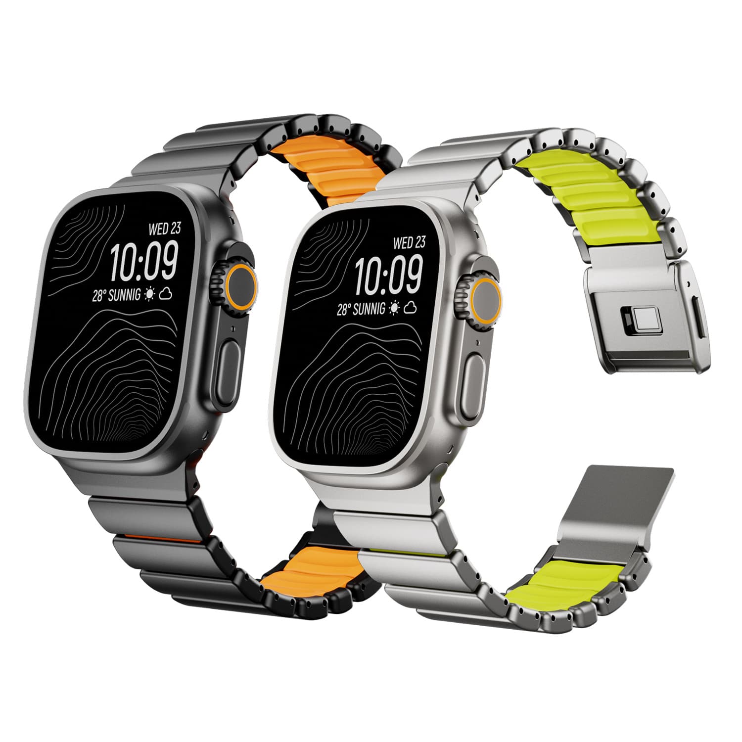 Magnetic Buckle Beaded Metal Silicone Stainless Steel Titanium Band for Apple Watch Ultra 11