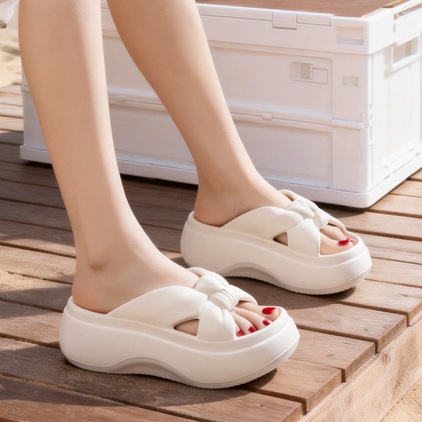 Qidashun New Summer Women's Slippers 7cm High Heel Slippers Women Anti-Slip Thick Sole Beach High Heel Women's Shoes Factory Wholesale