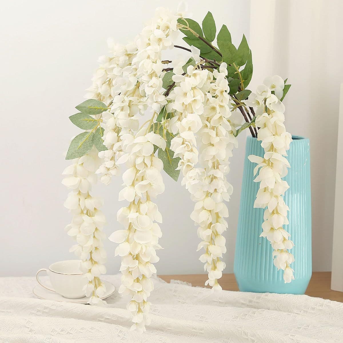 Abler wisteria long branches artificial flowers hanging wedding hall decoration artificial flowers silk flowers hotel soft ceiling decoration