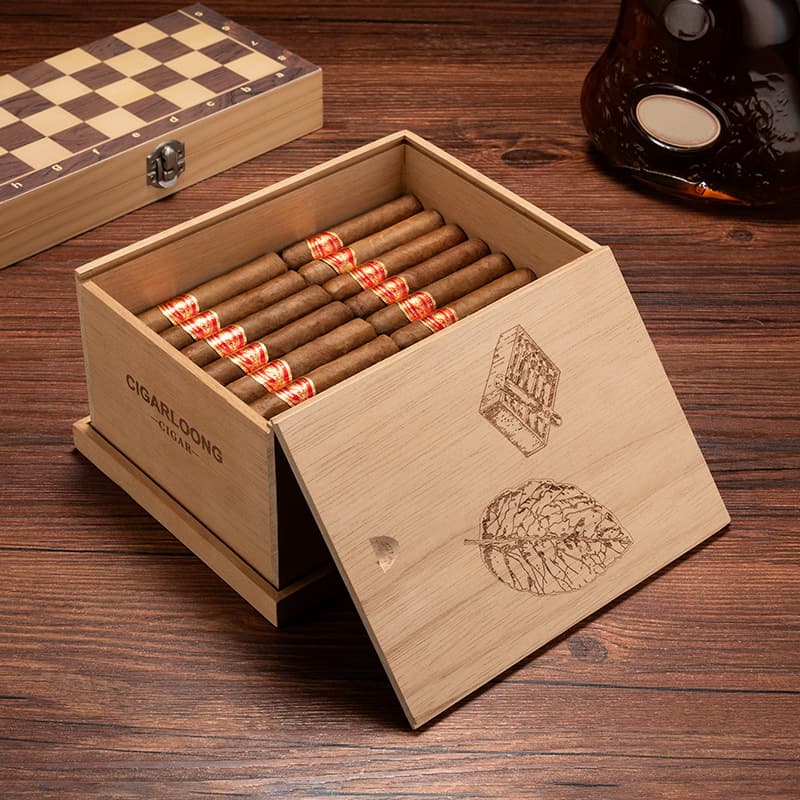 CIGARLOONG cigar box, natural cedar wood humidor, mellow cigars, large capacity of 30 cigars