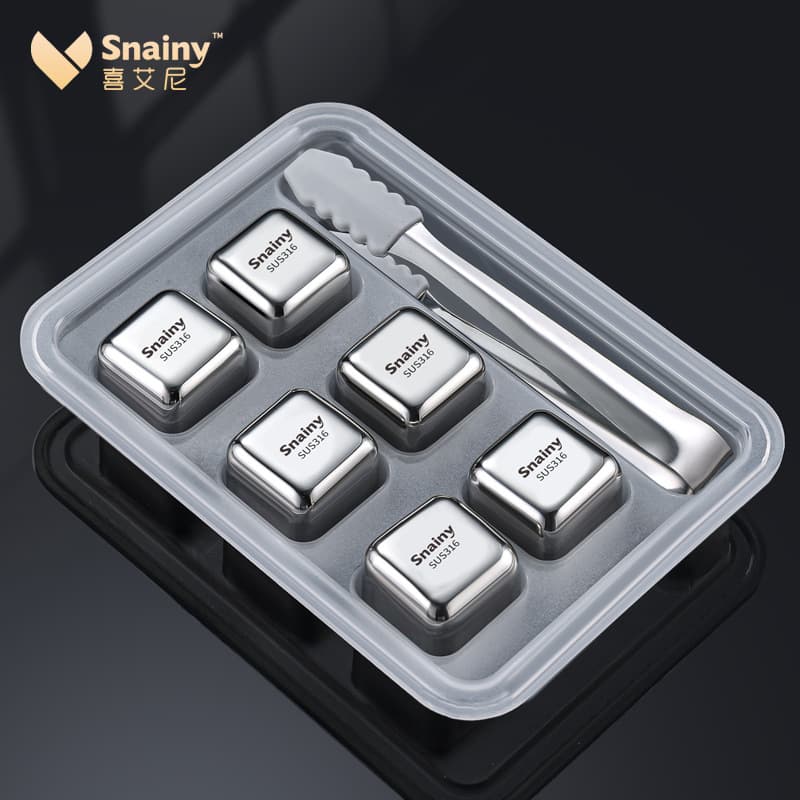 Food-Grade 316 Stainless Steel Quick-Freeze Metal Ice Cubes, Bar Chilling Tool for Iced Beer, Thickened Ice Cube Set