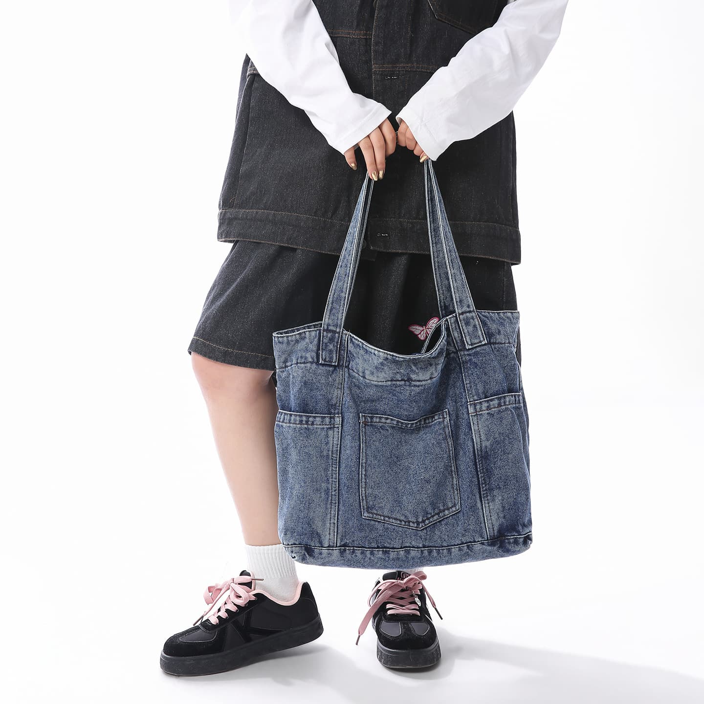 Denim bag for women 2026 new large-capacity shoulder armpit bag tote bag fashionable and versatile commuter handbag
