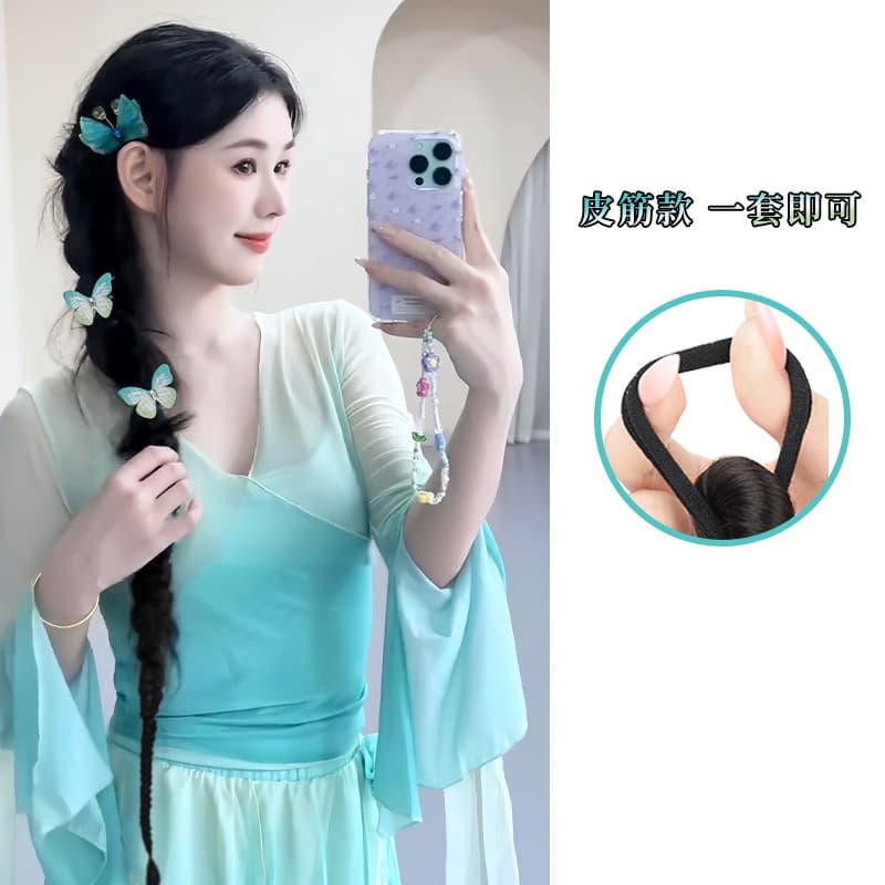 Faux Braid Ponytail Wig Boxing Twist Braid Classical Cheongsam Style New Chinese Style Braided Wig