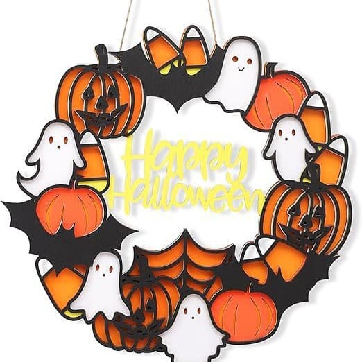 Cross-Border Halloween Pumpkin Door Sign Party Wreath Wall Label Home Outdoor Decoration Creative Hanging Ornament Wooden Crafts