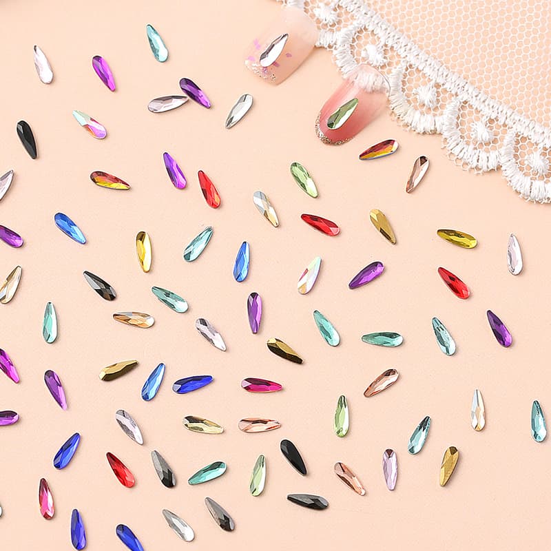 Trending Mini Waterdrop Glass Rhinestones Flatback Colored DIY Nail Art