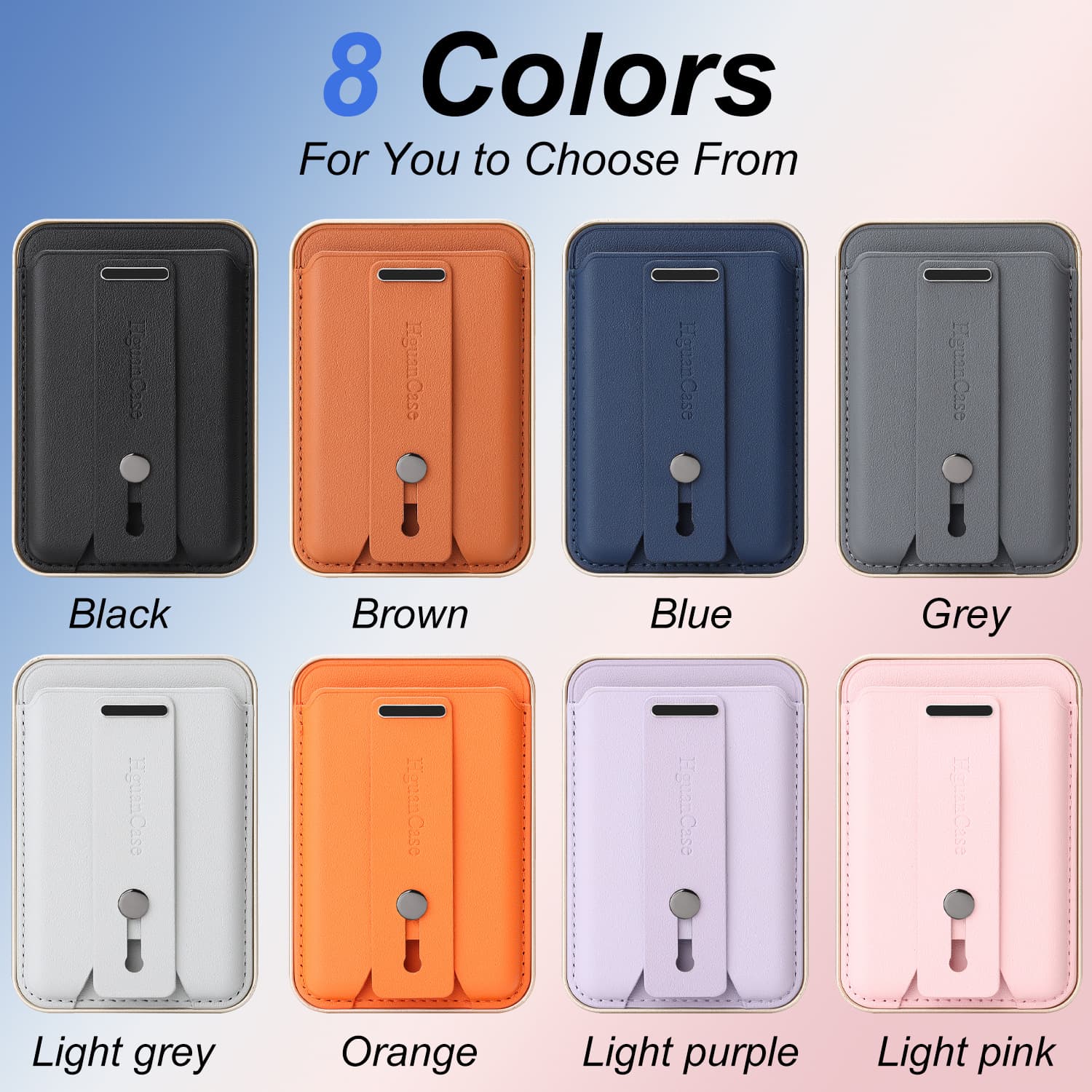 Strong Magnetic Leather Card Holder Card Sleeve Phone Ring Holder Stand Customizable Logo Phone Back Sticker Magnetic Leather Card Case