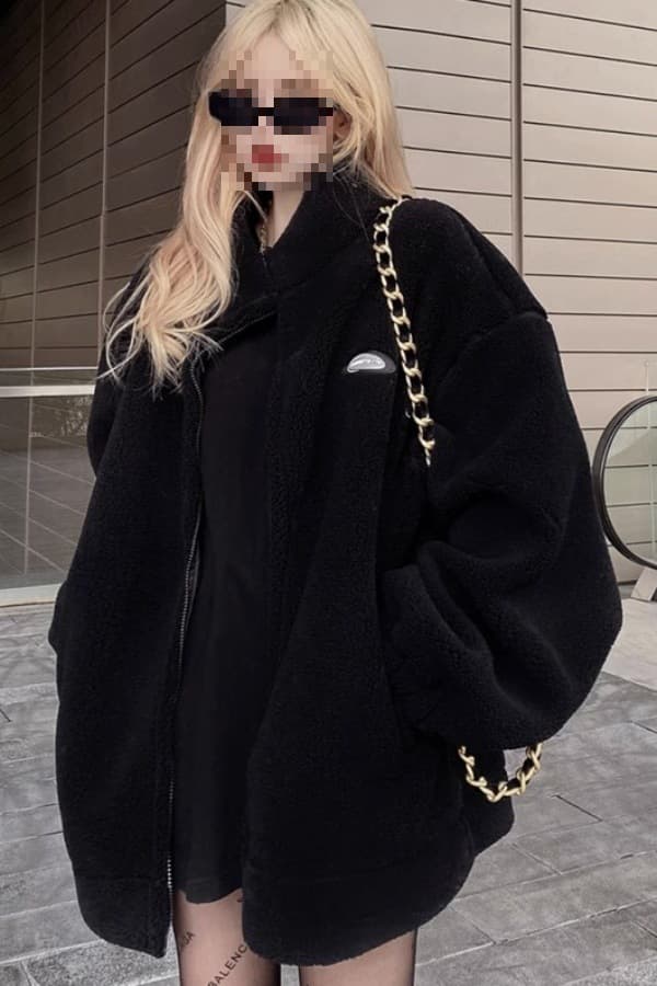 Trendy Beautiful Coat Women's Autumn Winter Thick Loose Outerwear Loose Korean Style Zipper Sherpa Fleece Hoodie