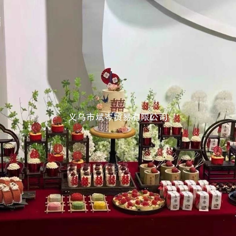 Wooden Dessert Stand Buffet Cake Display Rack Chinese Style Pastry Stand Hotel Cold Buffet Serving Tray Tea Party