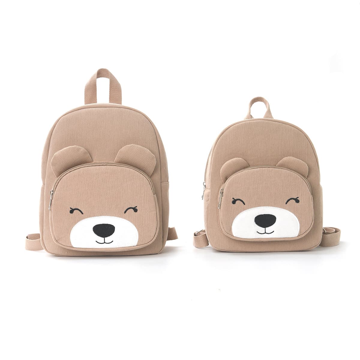 Feihong Cross-border Bear Backpack Corduroy Primary School Student Backpack Fashion Casual Backpack Cute Cartoon Plush Bag