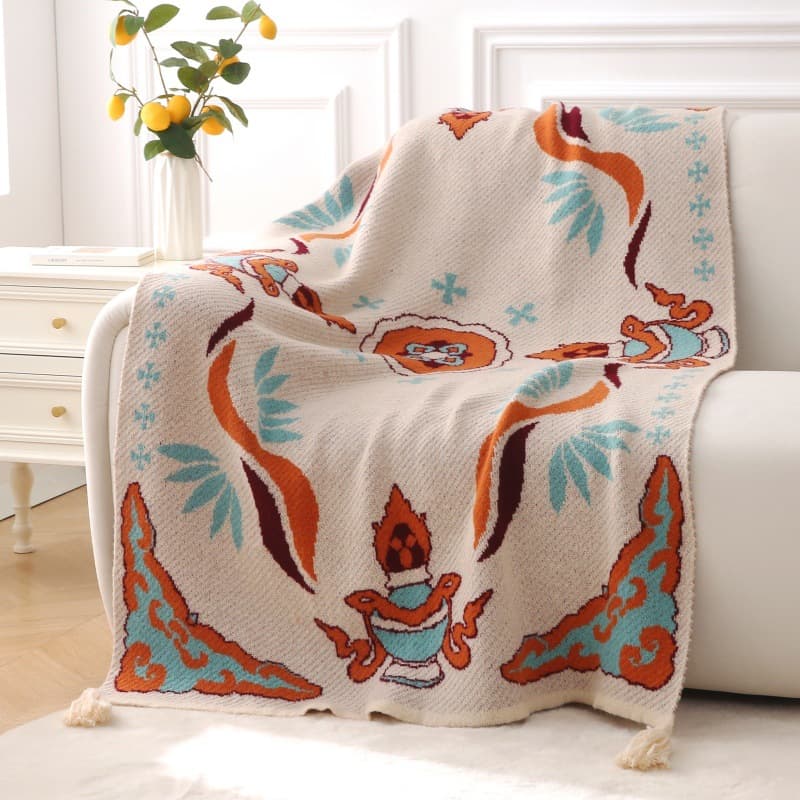 Nordic Ethnic Style High-End Tassel Knitted Blanket Homestay Bay Window Decorative Blanket Office Nap Sofa Leisure Throw