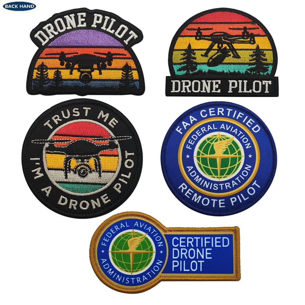 Original DRONE PILOT drone rainbow stripe embroidered cloth shoulder patch FAA drone pilot bag seal